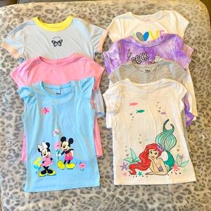 Girls Size 7 T Shirt Lot 7 Shirts Disney LOL Dolls Ariel Pink Minnie Purple Pink
